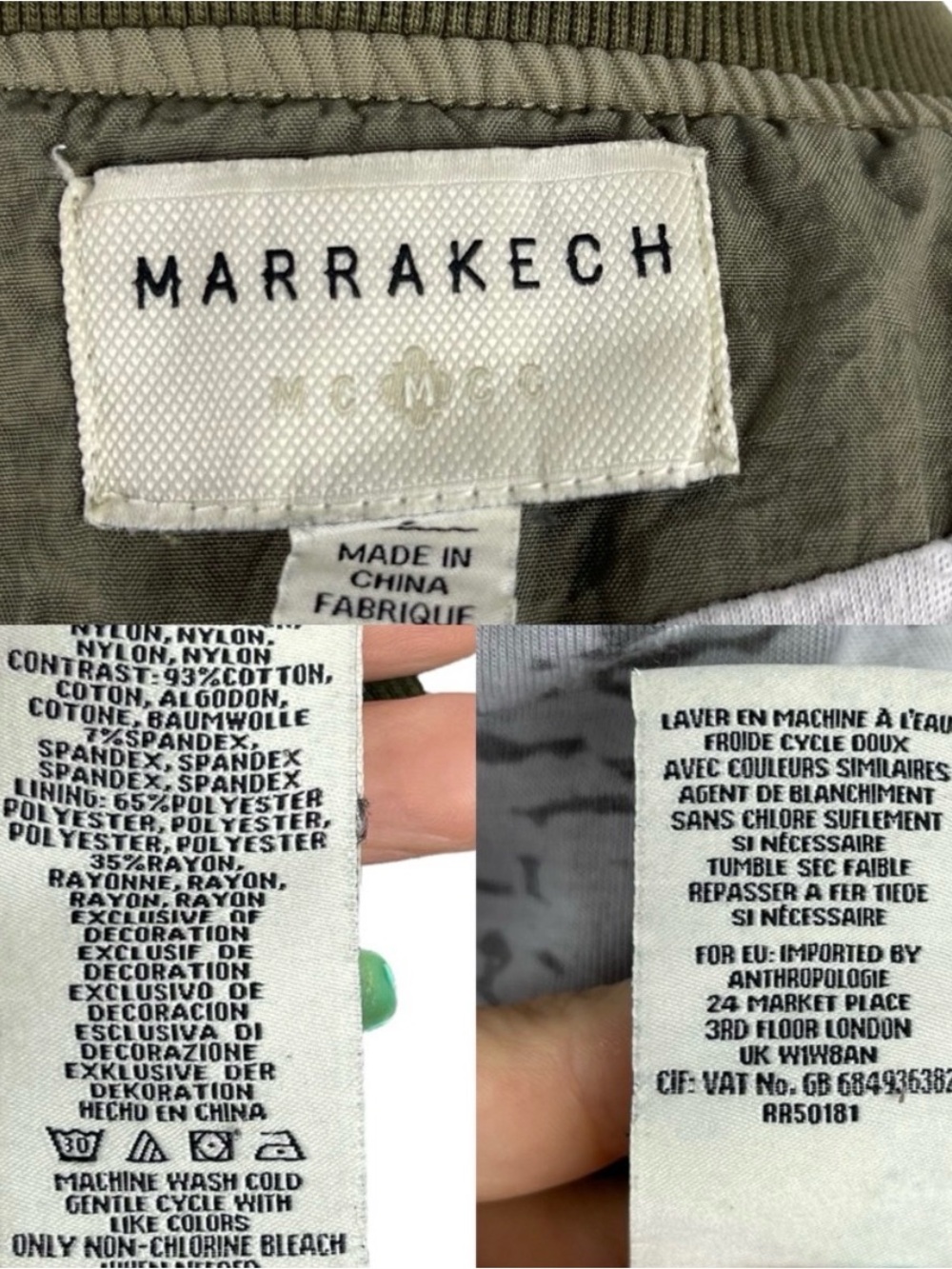 Anthropologie Marrakech Vista Bomber Jacket, Olive Green, Size Small - Picture 4 of 8